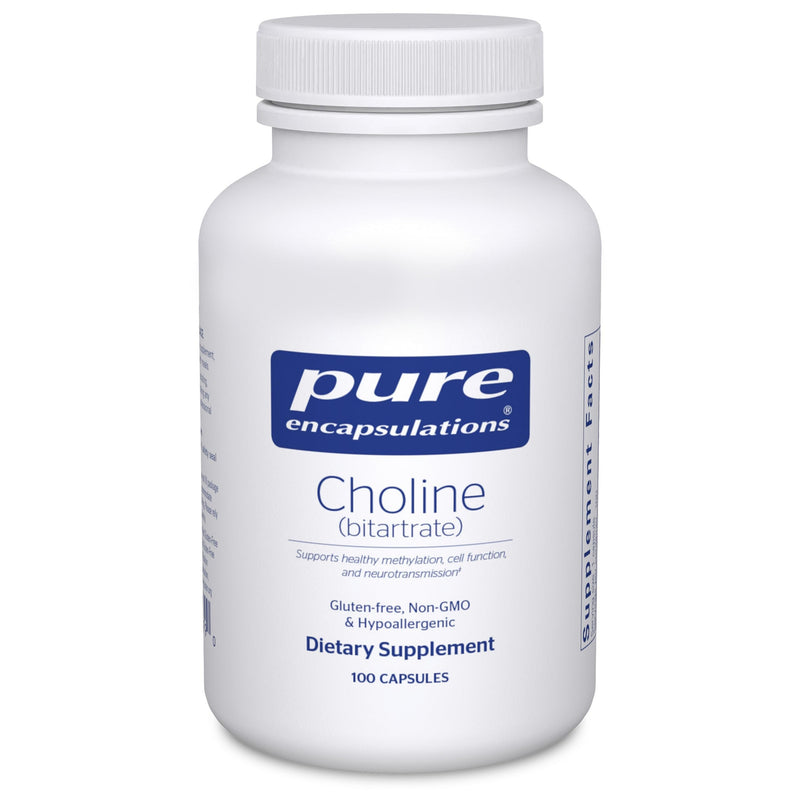 Pure Encapsulations Choline (Bitartrate) - 275 mg Choline (Bitartrate) - Supports Methylation, Brain Health & Cell Function* - Highly Bioavailable - Vegan & Non-GMO - 100 Capsules - BeesActive Australia