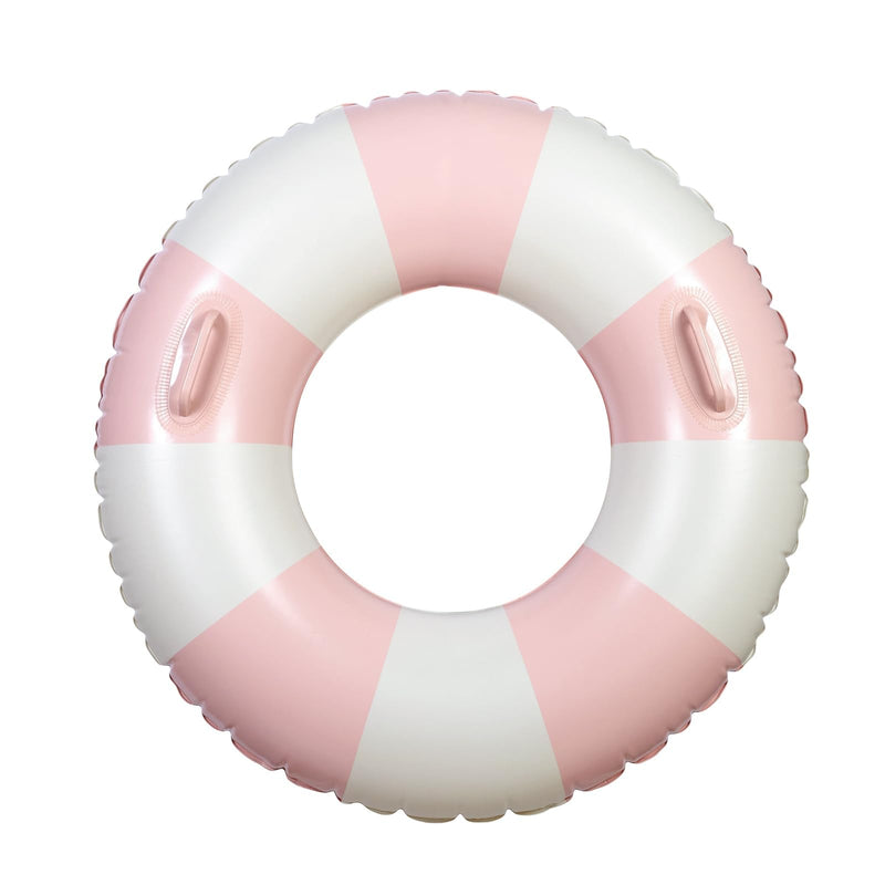 Large Swim Ring with Handles for Kids Adults, 35 Inch Classic Striped Pool Inner Tubes, Inflatable Pool Floats, Float Naked, Pool Floaties Adult Size for Summer Pool Party Beach Pink 1 - BeesActive Australia