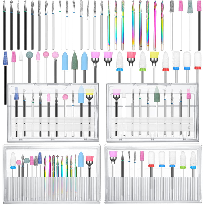 Chumia 47 Pcs Nail Drill Bits Sets 3/32 Inch Electric Diamond Ceramic Acrylic Gel Nail Bit Kit Manicure Supplies Carbide Cuticle for Manicure Drill Remover for Home Salon Gel Pedicure Tools