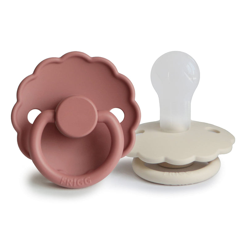 FRIGG Daisy SilkySoft Silicone Baby Pacifier | Made in Denmark | BPA-Free (Powder Blush/Cream, 0-6 Months) Cream/Powder Blush - BeesActive Australia