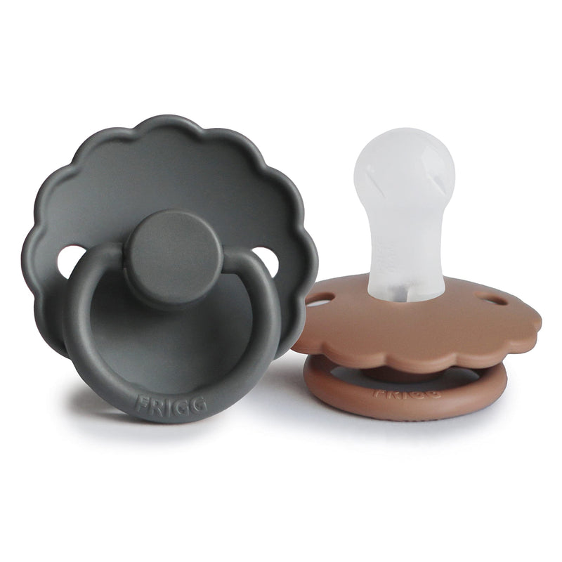 FRIGG Daisy SilkySoft Silicone Baby Pacifier | Made in Denmark | BPA-Free (Graphite/Peach Bronze, 0-6 Months) Graphite/Peach Bronze - BeesActive Australia