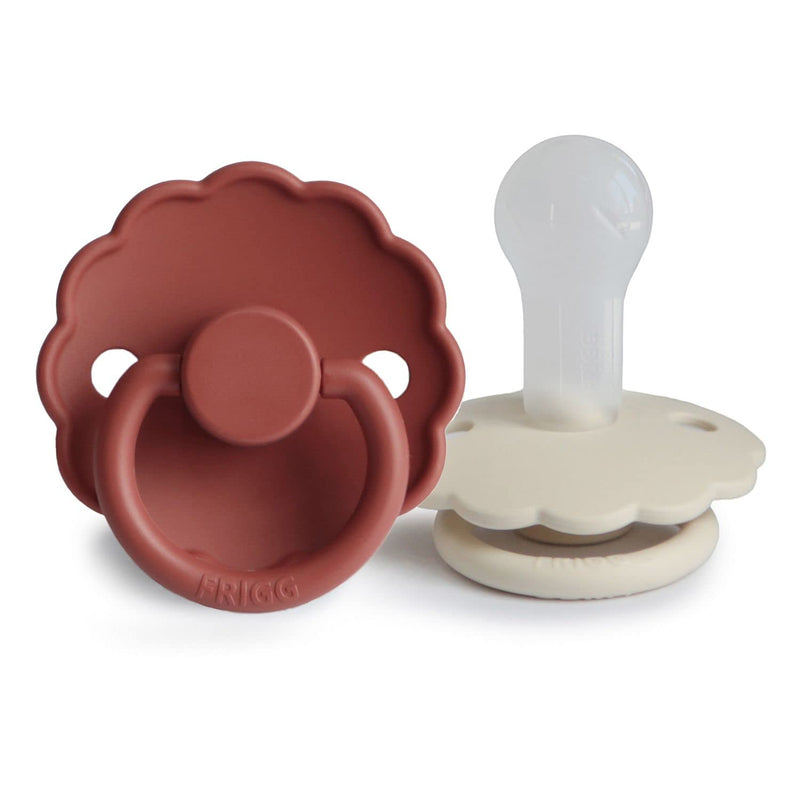 FRIGG Daisy SilkySoft Silicone Baby Pacifier | Made in Denmark | BPA-Free (Baked Clay/Cream, 6-18 Months) Baked Clay/Cream - BeesActive Australia