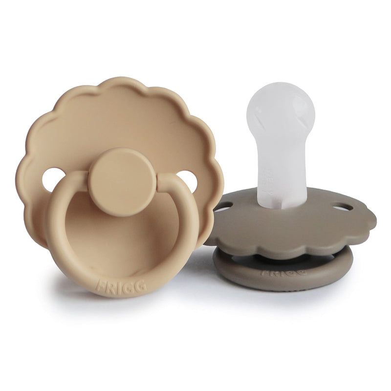 FRIGG Daisy SilkySoft Silicone Baby Pacifier | Made in Denmark | BPA-Free (Croissant/Portobello, 6-18 Months) Croissant/Portobello - BeesActive Australia