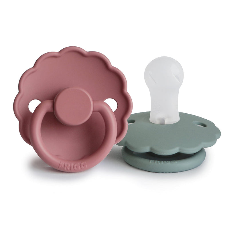 FRIGG Daisy SilkySoft Silicone Baby Pacifier | Made in Denmark | BPA-Free (Dusty Rose/Lily Pad, 0-6 Months) Dusty Rose/Lily Pad - BeesActive Australia