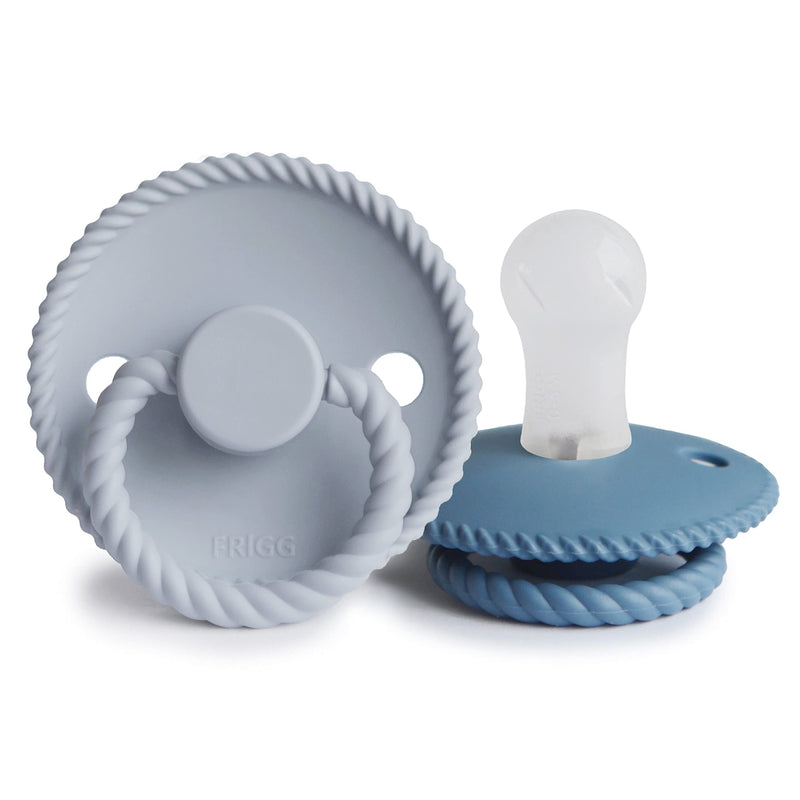 Frigg Rope SilkySoft Silicone Baby Pacifier | Made in Denmark | BPA-Free (Ocean View/Powder Blue, 0-6 Months) Ocean View/Powder Blue - BeesActive Australia