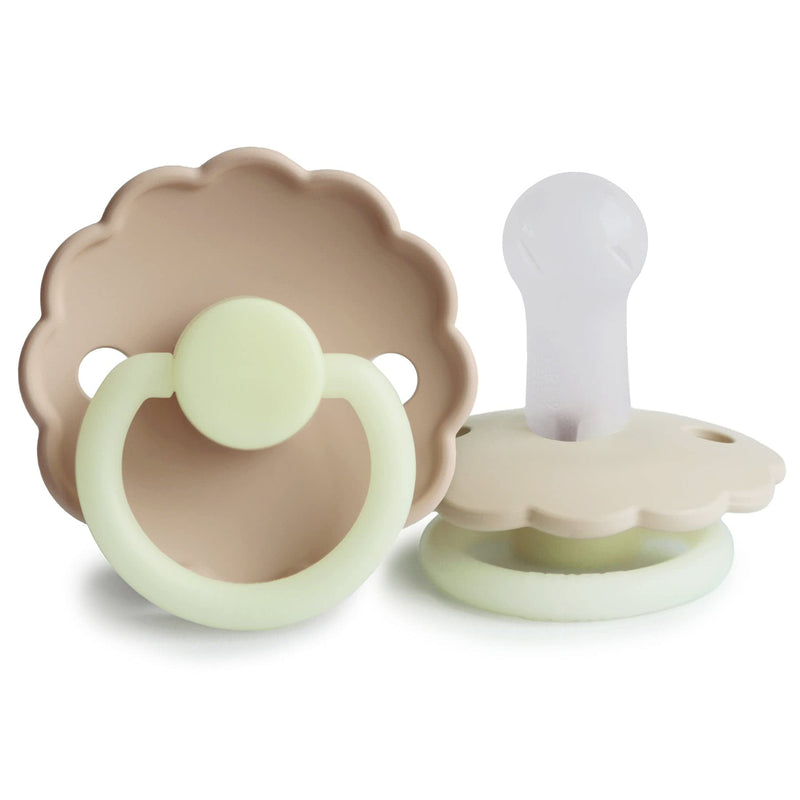 FRIGG Daisy Night SilkySoft Silicone Baby Pacifier | Made in Denmark | BPA-Free (Croissant/Cream, 6-18 Months) Croissant/Cream - BeesActive Australia