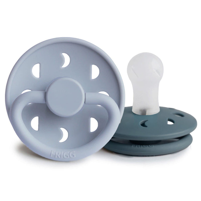Frigg Moon SilkySoft Silicone Baby Pacifier | Made in Denmark | BPA-Free (Powder Blue/Slate, 0-6 Months) 1 Count (Pack of 2) Powder Blue/Slate - BeesActive Australia