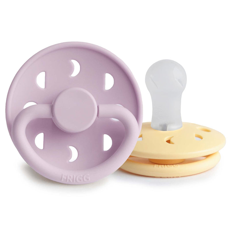 Frigg Moon SilkySoft Silicone Baby Pacifier | Made in Denmark | BPA-Free (Pale Daffodil/Soft Lilac, 0-6 Months) 1 Count (Pack of 2) Pale Daffodil/Soft Lilac - BeesActive Australia