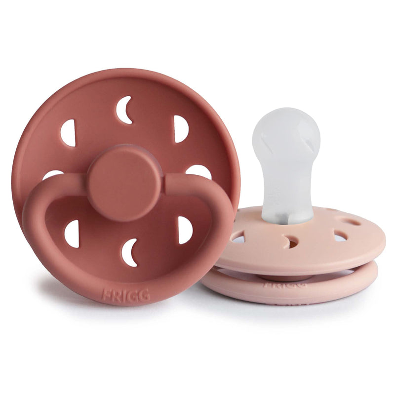 Frigg Moon SilkySoft Silicone Baby Pacifier | Made in Denmark | BPA-Free (Blush/Powder Blush, 0-6 Months) 1 Count (Pack of 2) Blush/Powder Blush - BeesActive Australia