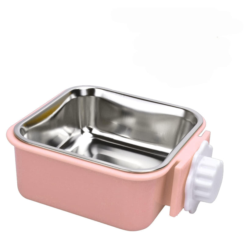 septillar Pet Hanging Bowl for Crates, 2 in 1 Small Dog Bowl Puppy Bowl Removable Stainless Rabbit Bowl Cat Feeder Food Water Bowls for Puppy Cat Bird Rabbit Hamster Guinea Pig Ferret Small Animals Pink - BeesActive Australia
