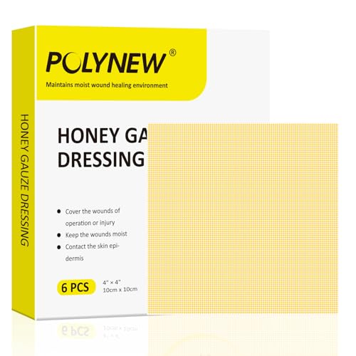 Manuka Honey Gauze Dressing, 6 Individual Pack, 4"x4" Patches, Manuka Honey Wound Care Gauze, for Cuts, Scald and Burns for Wound Healing Dressing