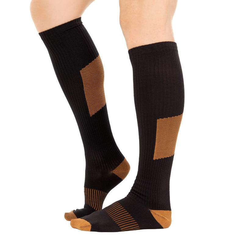 BraceAbility Compression Socks - Copper Anti-Embolism Medical Stockings for Swelling, Varicose Veins, Pregnancy Circulation, Travel, Flights, Running Shin Splints, Diabetic Adults (Pair) 2XL/3XL - BeesActive Australia