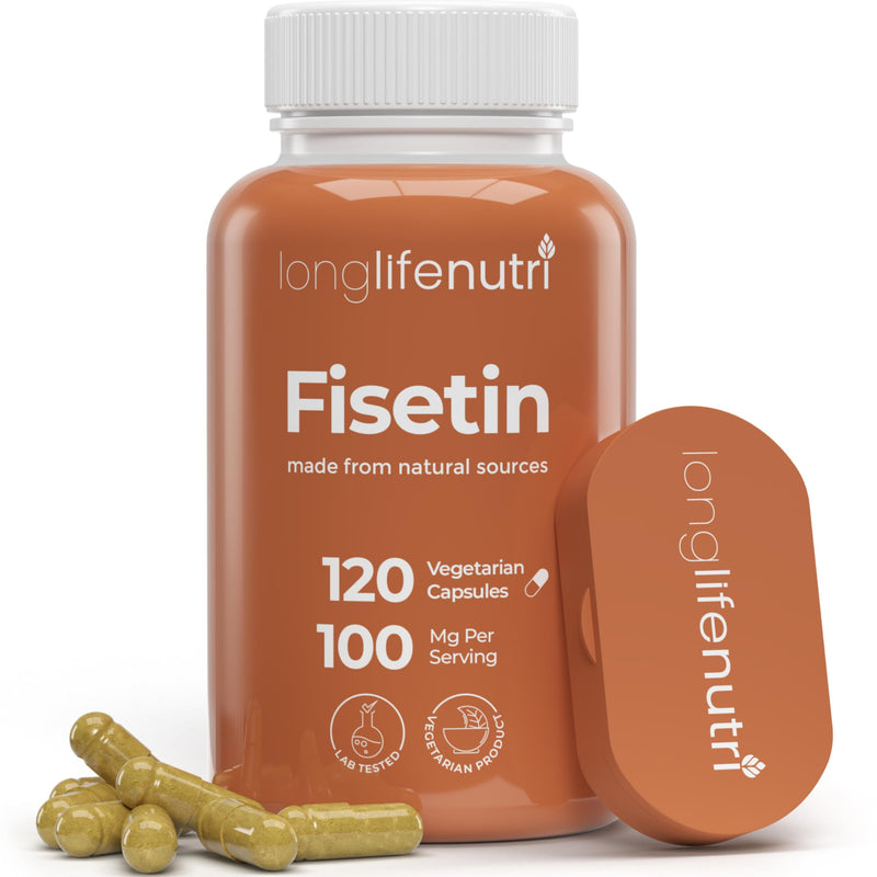 Fisetin 100mg - from Rhus Succedanea Stem Extract, 120 Vegetarian Capsules, Senolytic Supplement for Aging & Longevity, 4-Month Supply, Organic, GMP Certified, Made in USA 120 Count (Pack of 1)