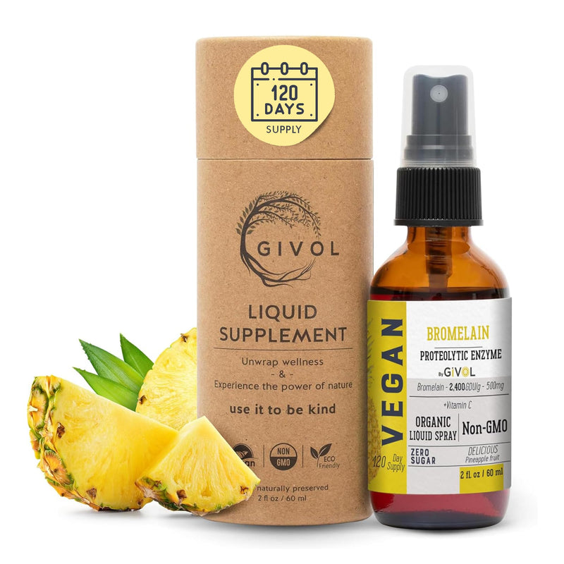 Organic Raw Bromelain Mist-Liquid Pineapple Extract - Enhanced Potency 500mg, for Kids & Adults - for Digestive Health, Inflammatory Response, and Healing - Non-GMO - 60ml 120 Day Supply - BeesActive Australia