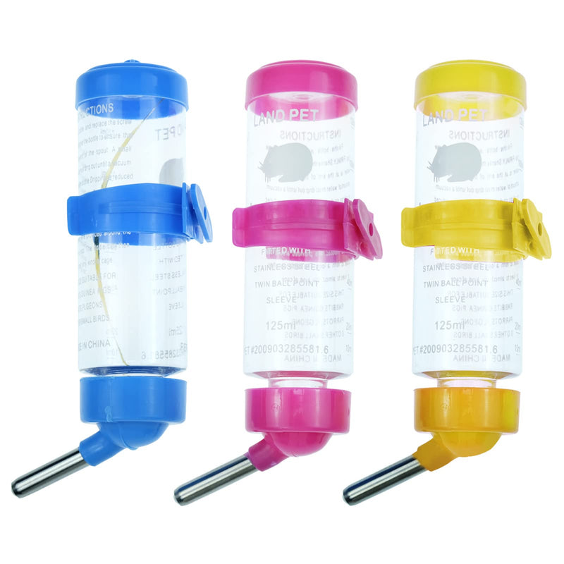3 Pack Hamster Water Feeder Bottle, 125 ml No-Drip Small Animals Water Dispenser, Pet Hanging Water Bottle for Guinea Pigs, Bunny, Chinchillas, Rabbit - BeesActive Australia