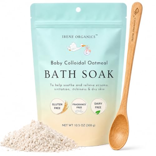 Oatmeal Baby Bath Powder for Eczema by Irene Organics - Colloidal Oatmeal for Soothing Treatment of Eczema, Diaper Rash, Dry Skin, Itching and Irritation - Moisturize and Sooth Baby and Toddler Skin 1 pack