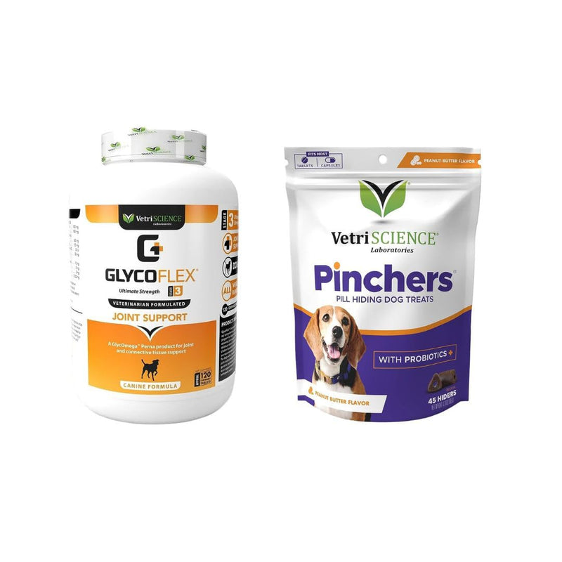 VETRISCIENCE Glycoflex Maximum Strength Hip and Joint Supplement with Glucosamine for Dogs and Pinchers Pill Hiding Treats