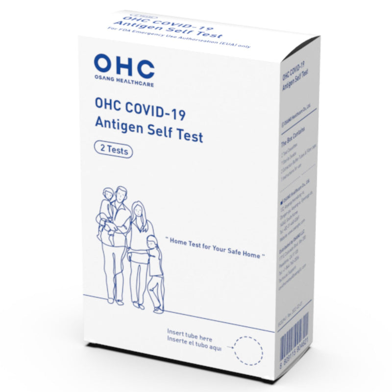 OHC COVID-19 At Home Antigen Self Test for SARS-CoV-2, Omicron & Delta – 15 Minute Results, Nasal Swab, Ages 2+, 2 Tests per Box