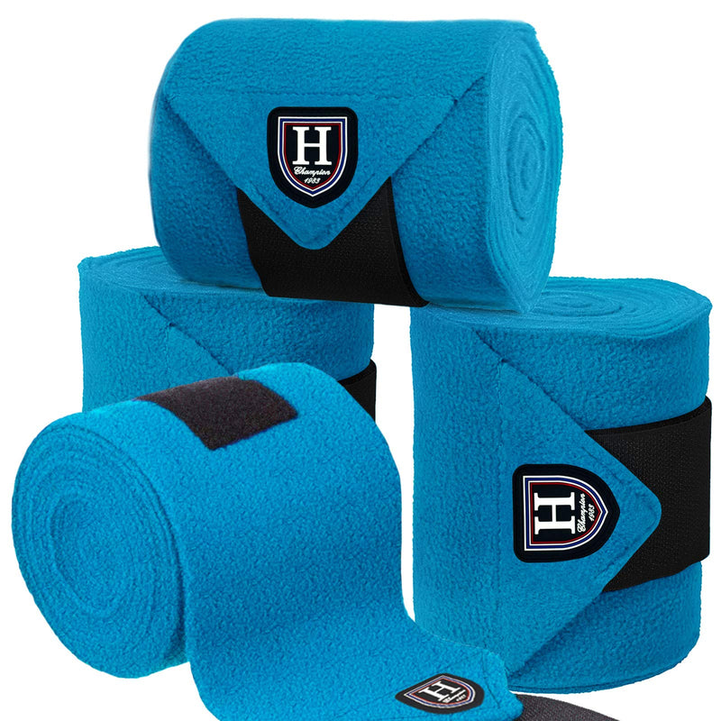 Harrison Howard Essential Horse Polo Leg Wraps Soft Fleece Leg Bandage for Horse Set of 4 Sapphire Medium Cob (Medium) - BeesActive Australia