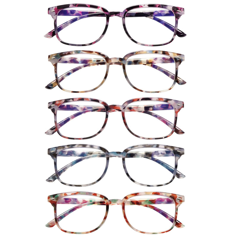 5 Pack Reading Glasses Blue Light Blocking for Women,Computer Readers with Spring Hinge Multicolor-c2 2.0 x - BeesActive Australia