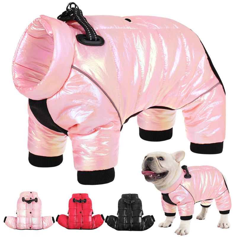 AOFITEE Dog Coat, Waterproof Dog Jacket for Winter, Warm Fullbody Dog Snowsuit, Zip Up Fleece Dog Vest, Cold Weather Dog Coats with Reflective Stripes, Outdoor Windproof Dog Apparel for Small Dogs, M Medium Pink - BeesActive Australia