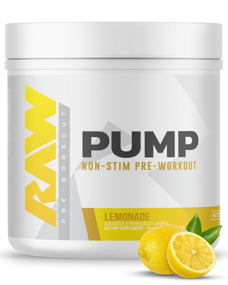RAW Pump Stim Free Pre Workout (Lemonade) - Non-Stimulant Pre Workout Supplement Powder Nitric Oxide Booster - Pre Workout Supplements Drink for During Workout - 40 Servings Lemonade - BeesActive Australia