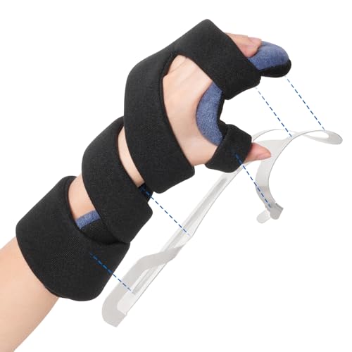 Velpeau Resting Hand Splint with Finger Separator Functional for Stroke Patient, Night Immobilizer Wrist Finger Brace for Muscle Atrophy Rehabilitation, Arthritis, Carpal Tunnel, Tendonitis (Left-M) Medium Left Hands