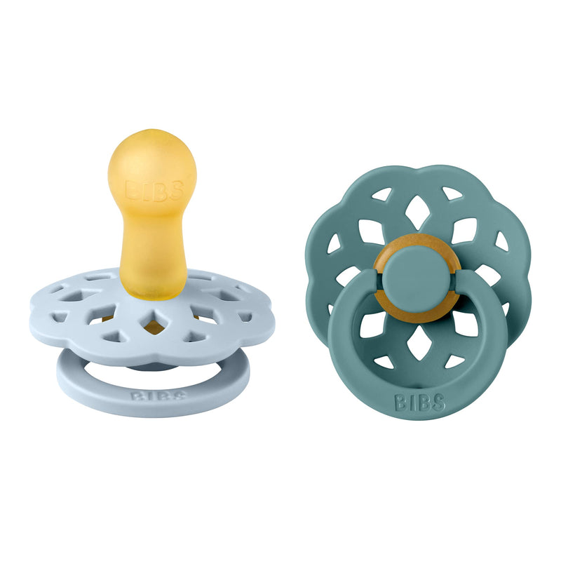 New BIBS Pacifiers - Boheme Collection | BPA-Free Baby Pacifier | Made in Denmark | Set of 2 | Baby Blue/Island Sea | 6-18 Months - BeesActive Australia