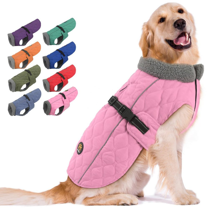 Dog Cold Weather Coats, Fleece Lining Small/Medium/Large Dog Jackets for Winter, Wide Range Adjustable Dog Winter Clothes for Large Dogs, Pink XL X-Large - BeesActive Australia