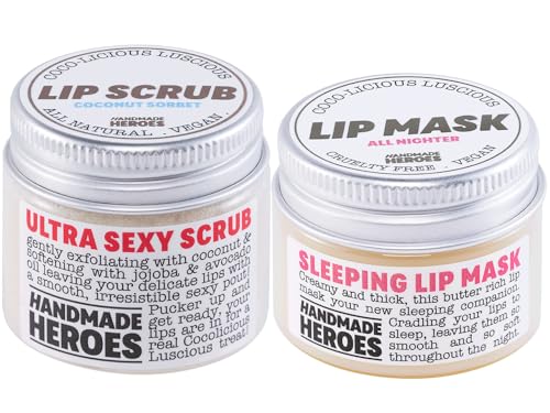 Lip Scrub and Lip Mask Bundle - Clean Beauty Sustainable Skincare Lip Exfoliator and Lip Treatment