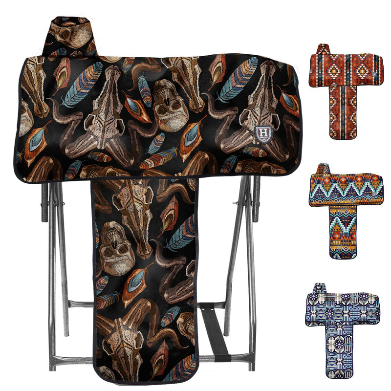 Harrison Howard Sturdy Waterproof Western Saddle Cover with Stylish Prints That Stand Out Keep Your Saddle in Pristine Condition Perfect for Showing or Riding Events-Skull Dread Skull Dread - BeesActive Australia