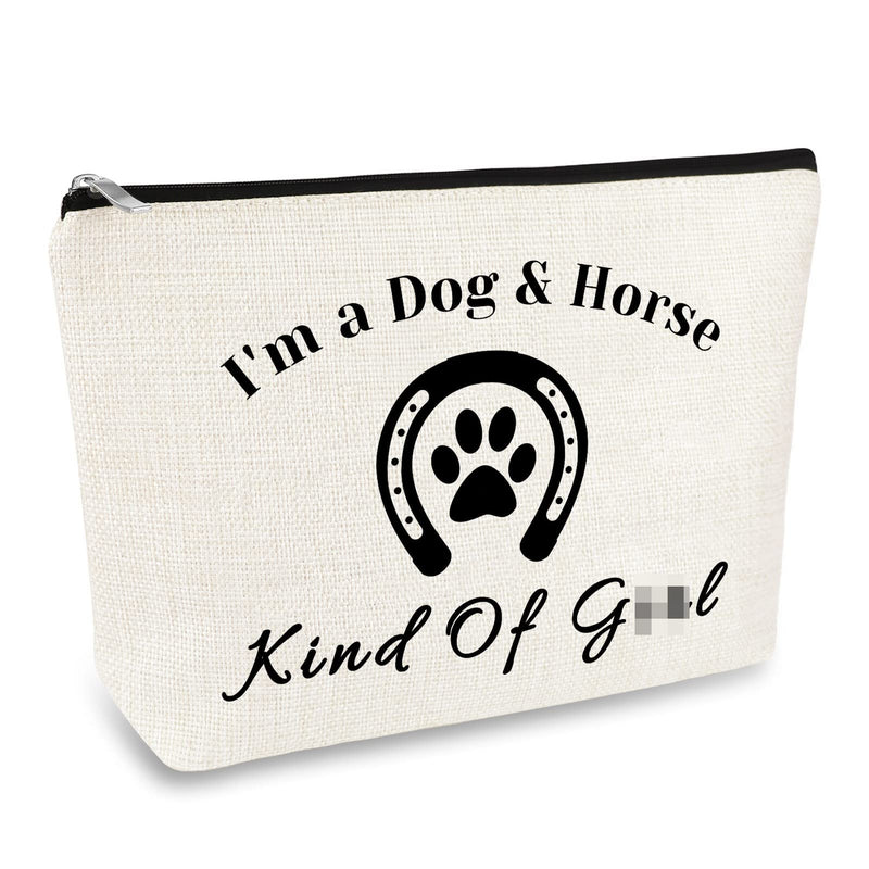 Dog and Horse Gifts for Women Makeup Bag Dog Lover Gifts Horse Lover Gift Country Travel Cosmetic Bag Paw Horseshoe Gift Equestrian Gift Birthday Christmas Gift for Dog Horse Lover Friend Sister 629 Dog and Horse - BeesActive Australia