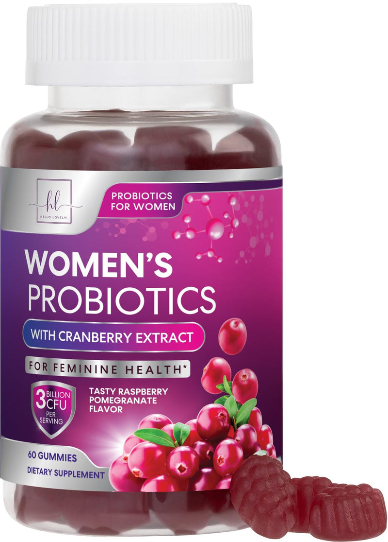 Probiotics for Women Gummies with Cranberry - 6 Premium Strains for PH Balance - Women Probiotics for Digestive Health, Vaginal & Immune Support, Women's Probiotic Feminine Health Gummy - 60 Gummies 60 Count (Pack of 1)