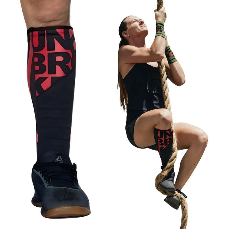 UNBROKENSHOP Shin Sleeves Pro Red 7mm Neoprene, Weightlifting, Deadlift, Rope Climb, Box Jumps for Men and Women, Single Large-X-Large