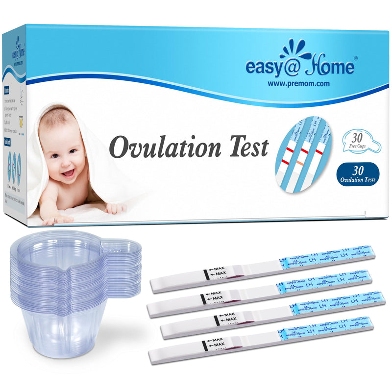 Easy@Home Ovulation Test Strips: Accurate 30 LH Ovulation Predictor Kit - Fertility Tests for Women – Powered by Premom Ovulation Tracker App | 30 LH + 30 Urine Cups 30 Count (Pack of 1) - BeesActive Australia