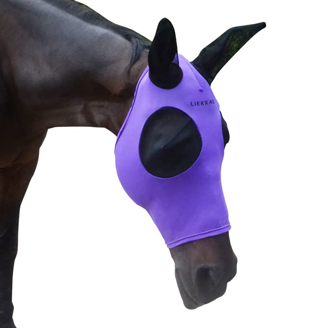 Super Comfort Horse Fly Mask Elasticity Fly Mask with Ears UV Protection for Horse(XL,Purple) purple XL - BeesActive Australia