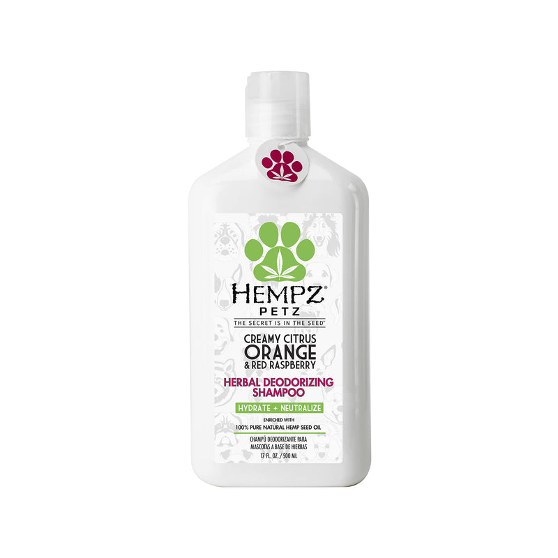 Hempz Petz Deodorizing Dog Shampoo, Creamy Citrus Orange & Red Raspberry, 17 Fl. Oz. - Pet Shampoo Deodorizing Shampoo