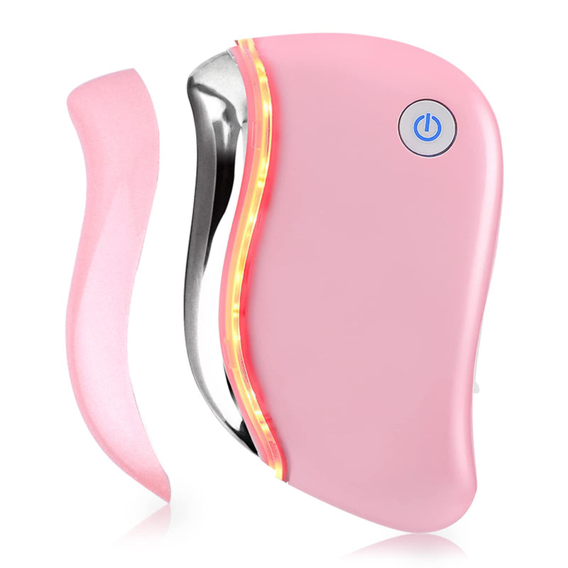 Aikertec Electric Gua Sha, 4-in-1 Multi-Function Anti-Aging Face Massager, Facial Contouring & Firming, Heat Electric Gua Sha Tool, Double Chin, Awakening Skin, Deep Treatment Pink Electric Gua Sha - BeesActive Australia