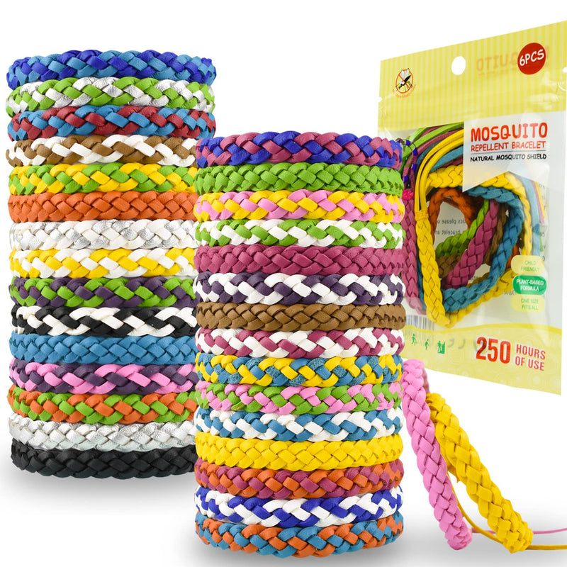 Mosquito Repellent Bracelets, 30 Pack PU Leather Braid Natural Bug Insect Repellent Wristbands for Kids Adult Outdoor Camping Fishing Traveling - BeesActive Australia