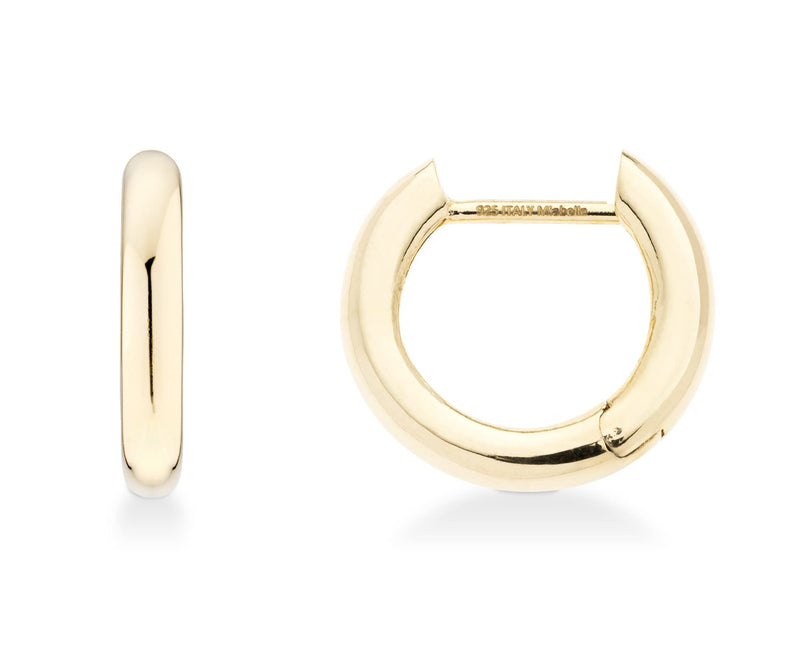Miabella 925 Sterling Silver or 18Kt Yellow Gold Over Silver 2.5mm High Polished Lightweight Small Huggie Hoop Earrings for Women Made in Italy yellow-gold-plated-silver - BeesActive Australia