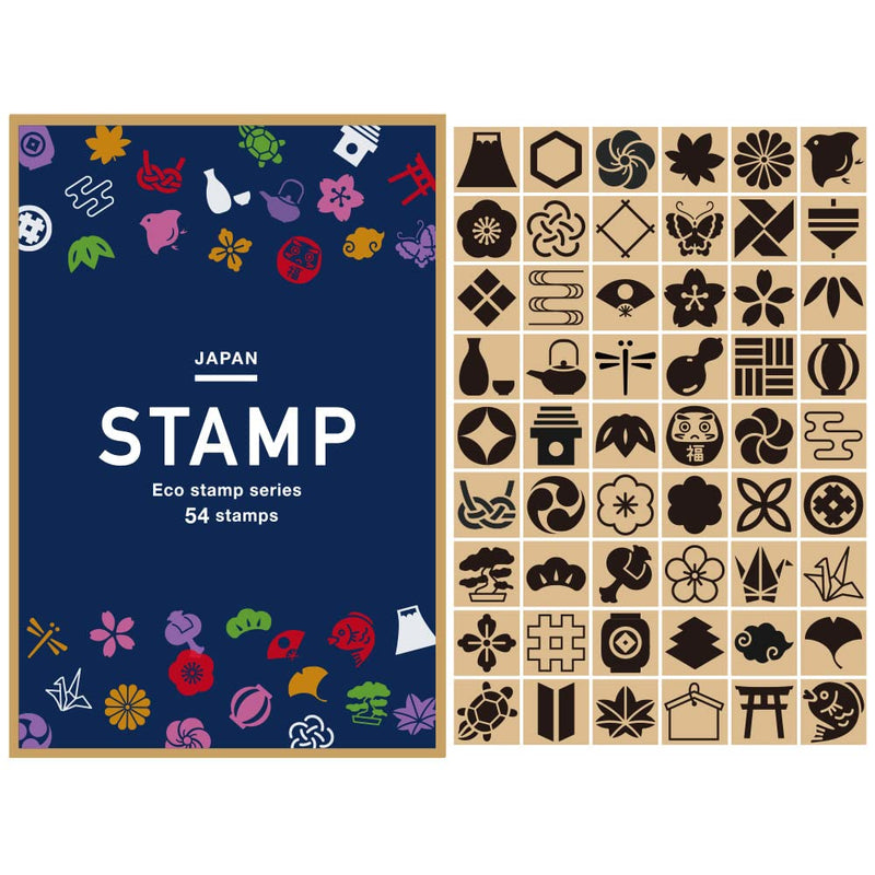WAKUWAKU 54 Pieces Wood Rubber Stamps Traditional Japanese Design Set for DIY Crafting, Scrapbook, Painting, Letters Diary, Card Making, Gift Made in Japan Tokyo - BeesActive Australia