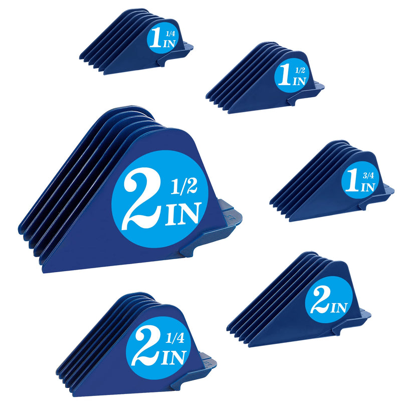 Clipper Guards for Wahl 10 12 14 16 18 20 Hair Clipper Guards 6pcs Extra Long Clipper Guard Attachments 2.5 Inch Clipper Guides Multiple Sizes Universal 2.5", 2.25", 2", 1.75", 1.5", 1.25" (Blue) Blue - BeesActive Australia