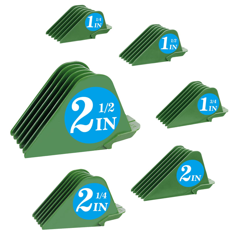 Clipper Guards for Wahl 10 12 14 16 18 20 Hair Clipper Guards 6pcs Extra Long Clipper Guard Attachments 2.5 Inch Clipper Guides Multiple Sizes Universal 2.5", 2.25", 2", 1.75", 1.5", 1.25" (Green) Green - BeesActive Australia