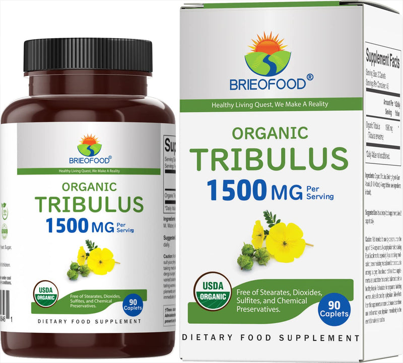Brieofood Organic Tribulus 1500mg, 45 Servings, Vegetarian, Gluten Free, 90 Vegetarian Tablets - BeesActive Australia