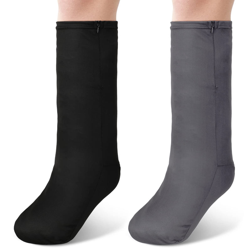 Boao 2 Pcs Leg Cast Cover, Medium Short Cast Sock Cover Below the Knee Leg Sleeve for Foot Men Women(Black, Gray) Black,Gray - BeesActive Australia