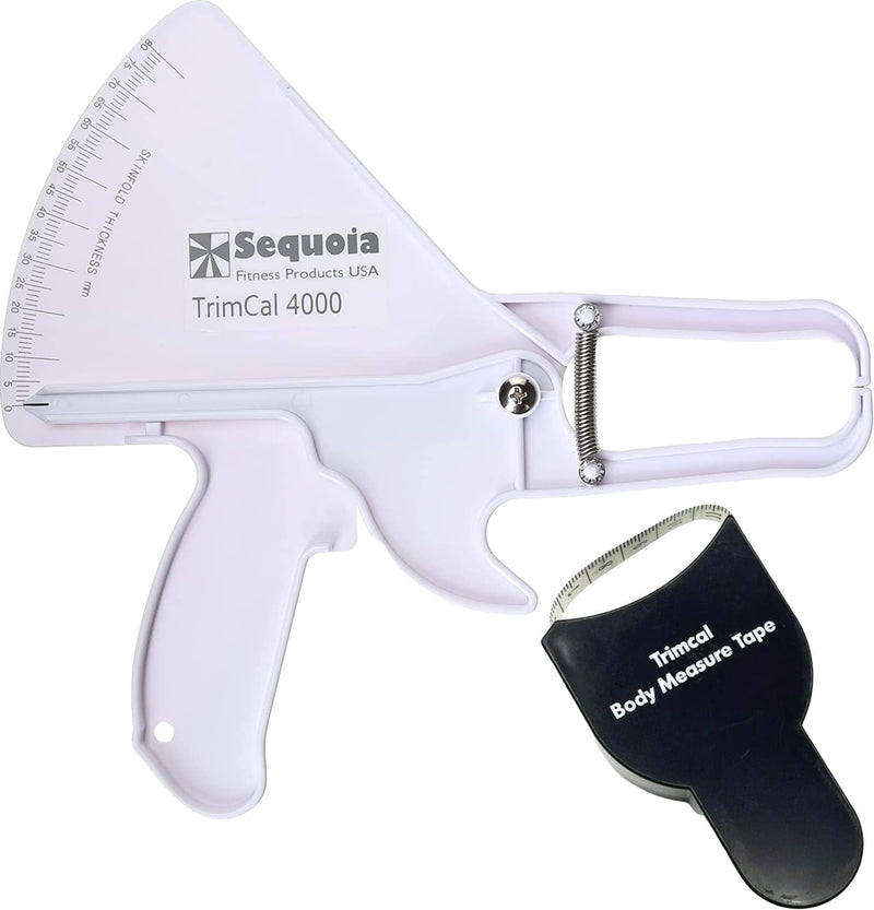 Sequoia Fitness Trimcal 4000 Body Fat Caliper with Body Measure Tape & Fat% Chart (White & Black), 1.0 Count