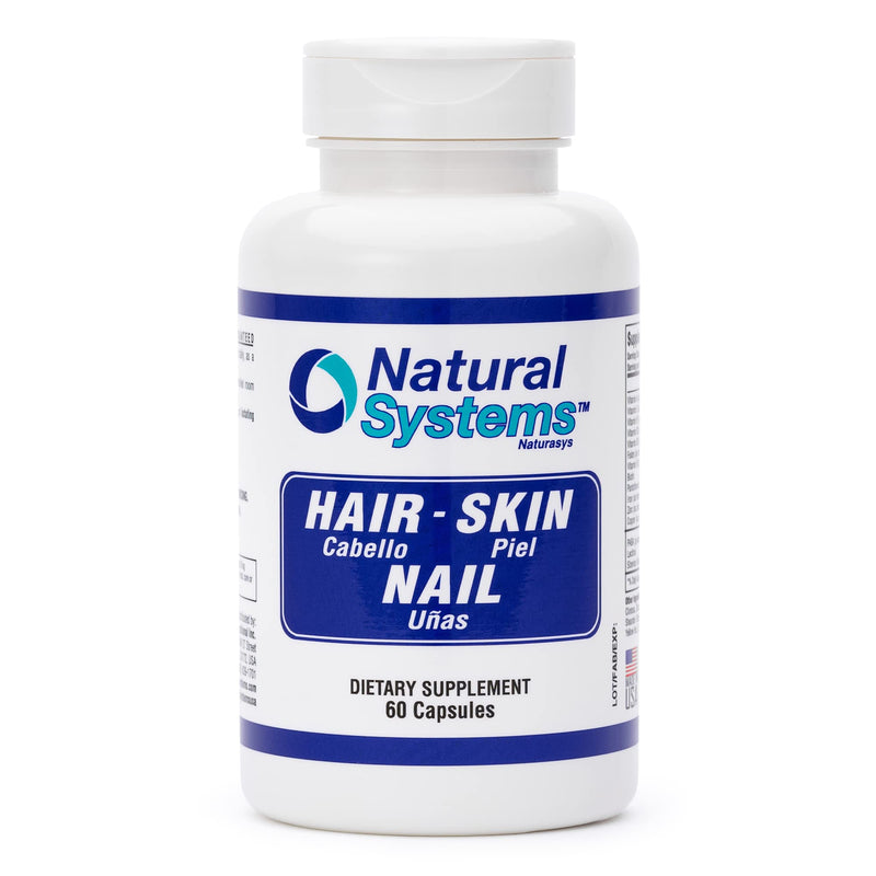 Hair Skin and Nails Supplement 60 Capsule by Natural Systems - Strong Nails and Hair Growth Vitamins for Women and Men - Natural Biotin Hair Skin and Nails Vitamin - Skin Protection Supplements