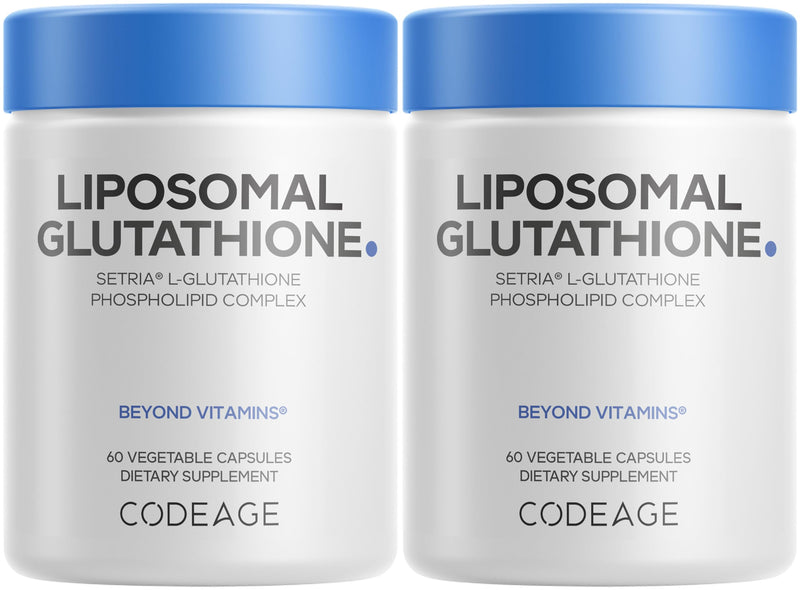 Codeage Liposomal Glutathione, Setria L-Glutathione 500mg - 2 Pack | NSF Certified - Liposomal Setria reduced L-glutathione supplement, 500mg per serving. Two-month supply. Vegan, non-GMO.