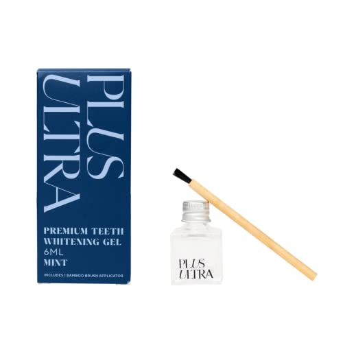 Plus Ultra Teeth Whitening Gel, 35% Carbamide Peroxide, Sensitive Teeth Whitening, Mint Flavored and Protects Enamel, Gentle, Dentist-Approved, and Sodium Hydroxide with Bamboo Brush Applicator
