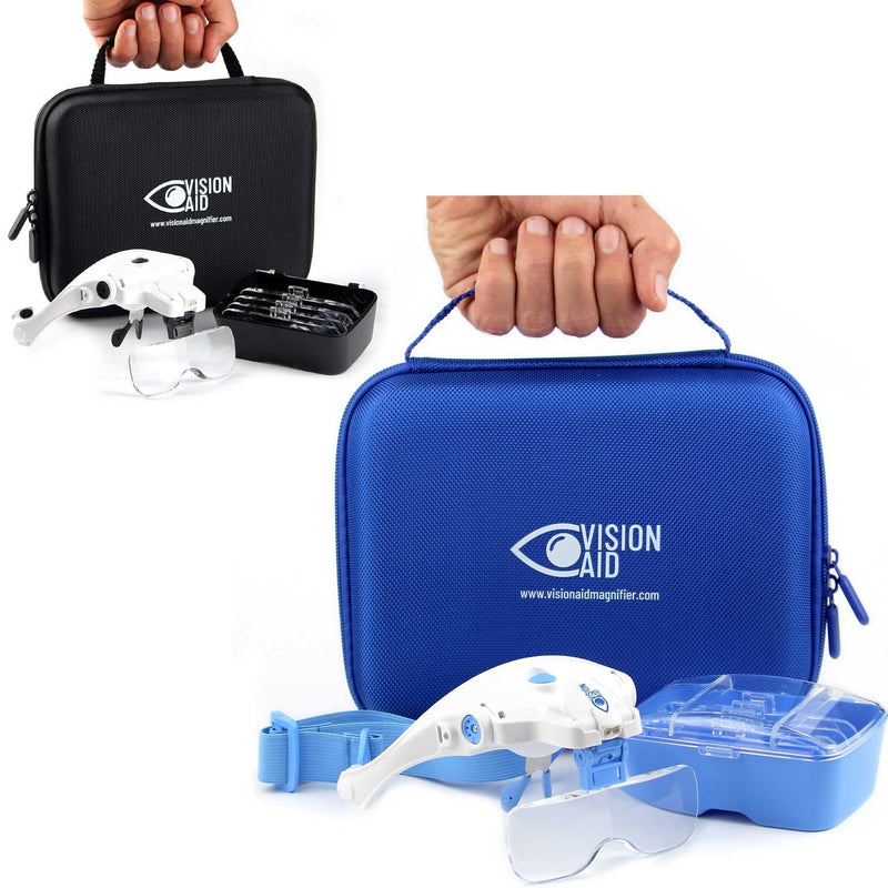 Blue and Black Edition - 2 Sets - Vision Aid Magnifier with a Storage Case - USB Rechargeable